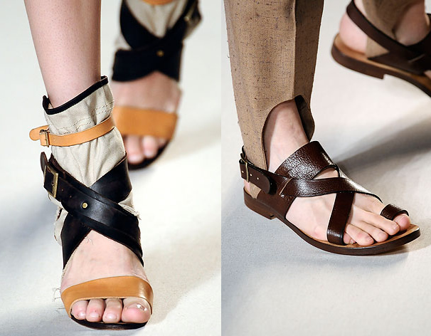 Chloé_Multi-strap leather and canvas sandals8 Сандалии из брезента и кожи от Chloé
