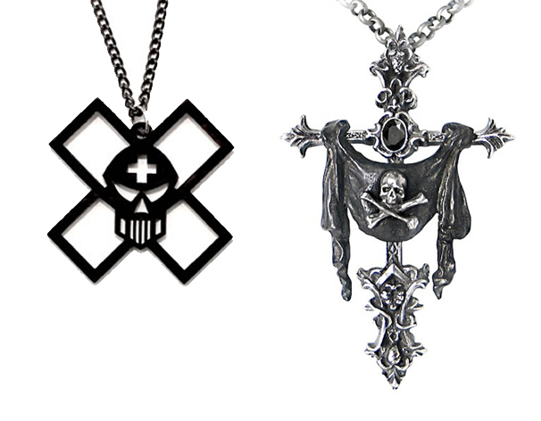 Black Angelspit Skull Cross Necklace Mute S cross gothic pirate necklace